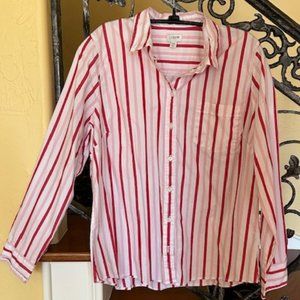 J. Crew Pink/Red/White striped button down shirt *